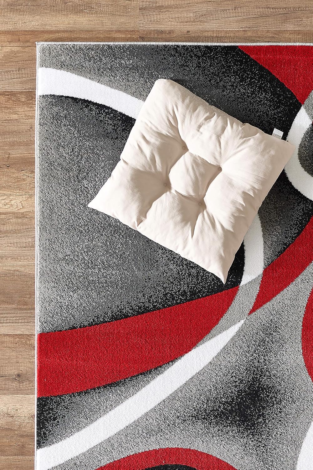 Alfombra roja 4x6ft diseño remolinos grises contemporáneo