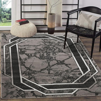 Alfombra área moderna 2x3 gris blanca negra sala comedor