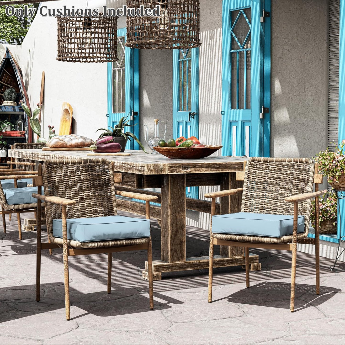 Set 2 cojines silla patio 19x19" impermeables con asa