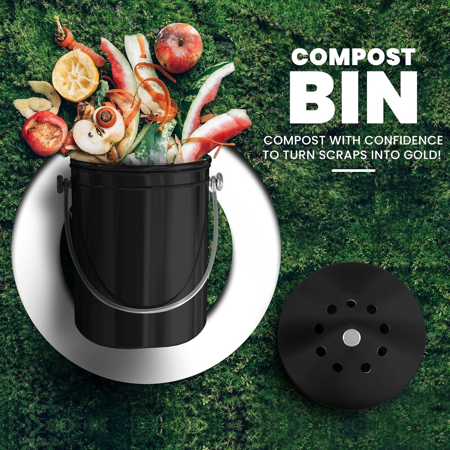 Cubo compostaje encimera 1.3gal acero inox con filtro carbón