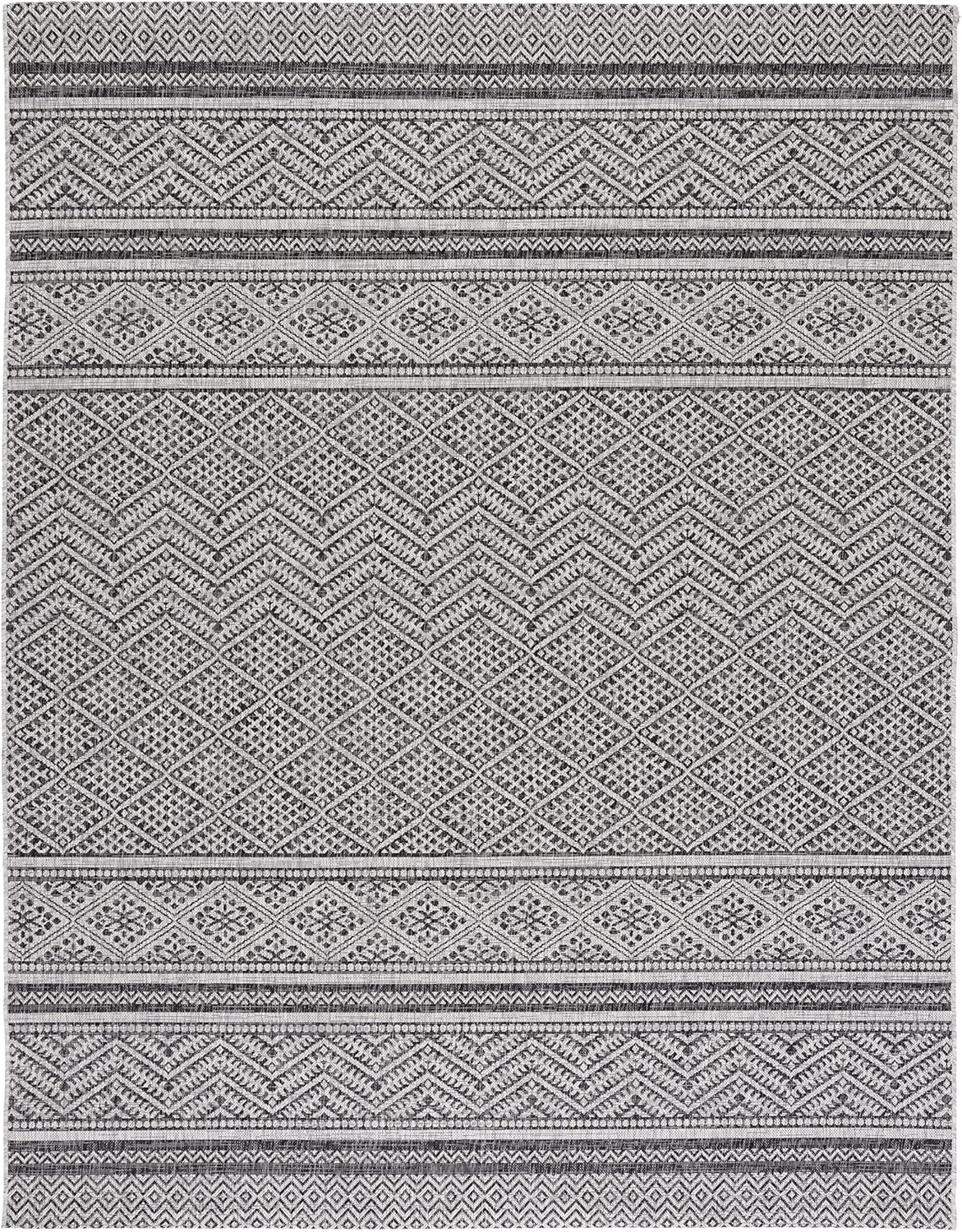 Alfombra lavable exterior 9x12ft negro gris CY8168-37621