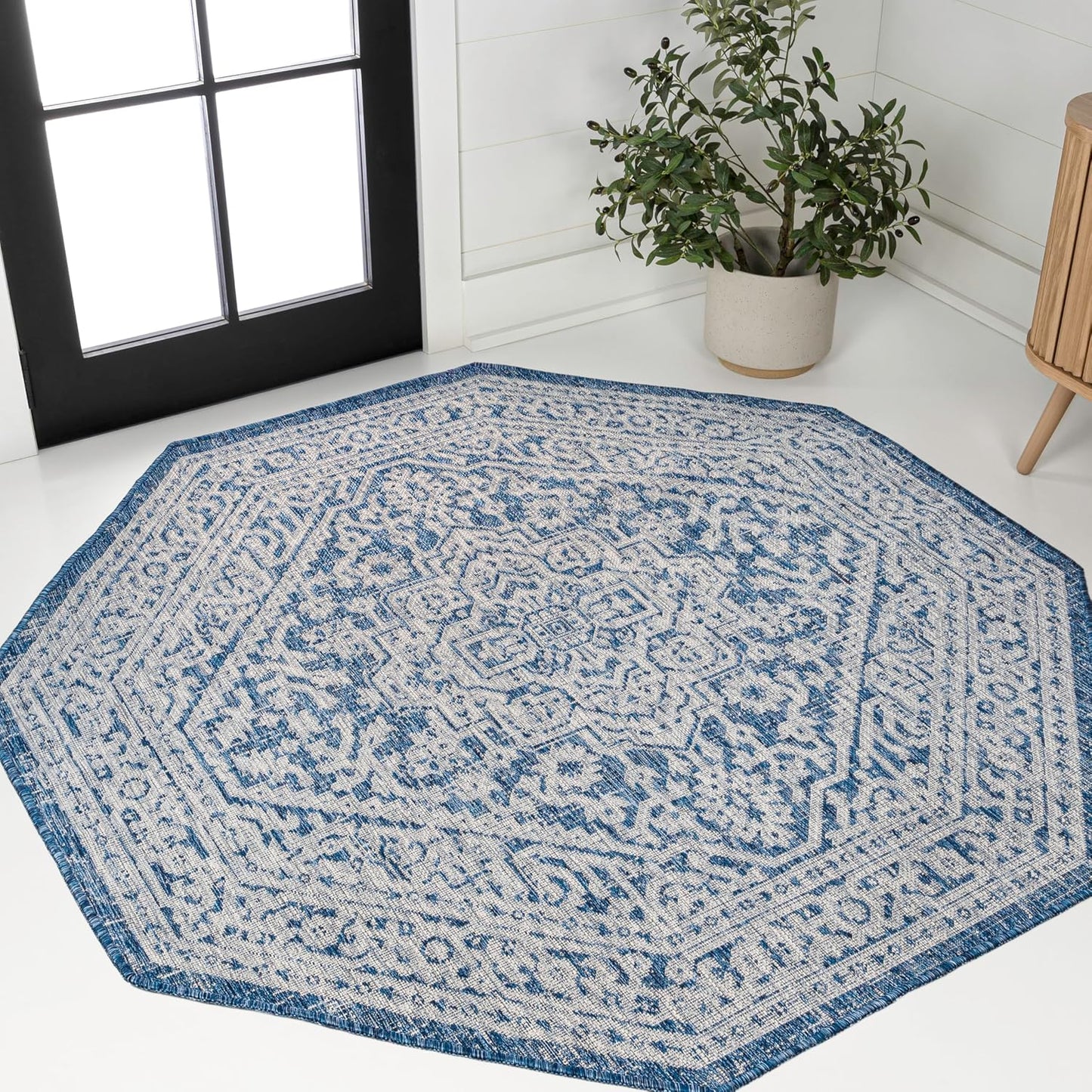 Alfombra Medallion 5ft azul marino/gris