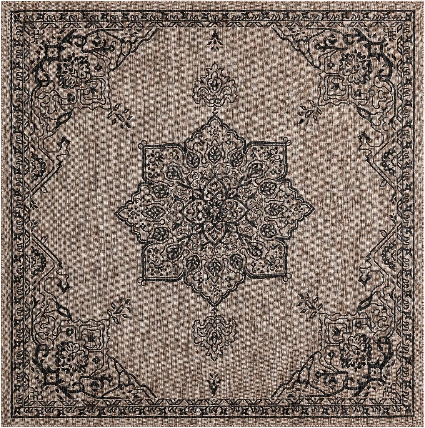 Alfombra área cuadrada 7'10" beige/negro