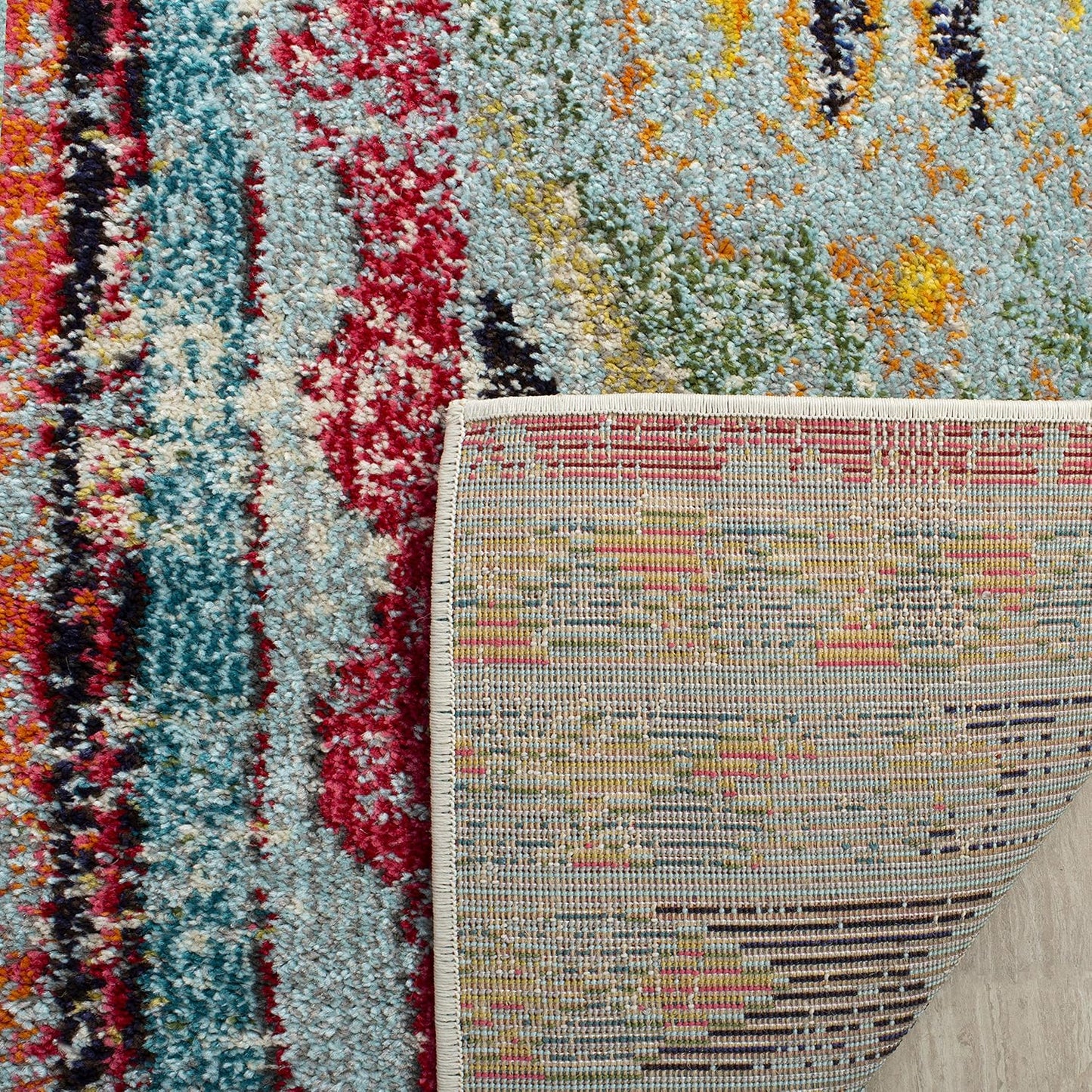 Alfombra sala 8x10' diseño boho chic efecto desgastado