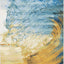 Alfombra área 5.3x7.6pies ondas tropicales azul y dorado