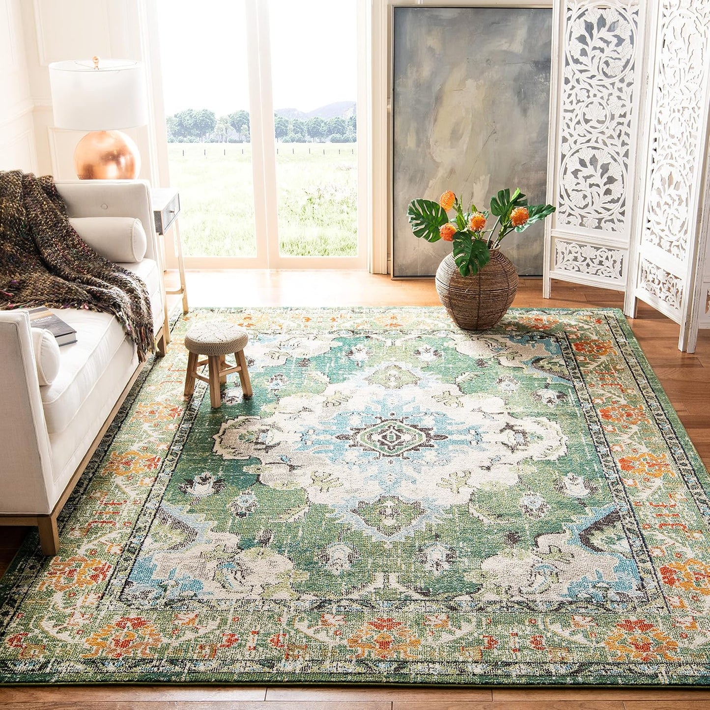 Tapete decorativo Monaco 3x5ft verde celeste sala