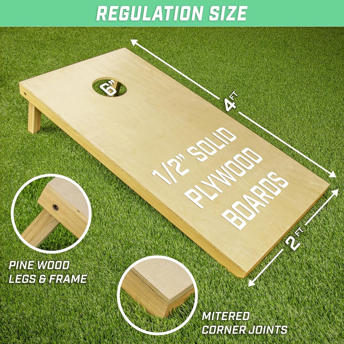 Set Cornhole madera 4x2ft con 8 bolsas lanzamiento