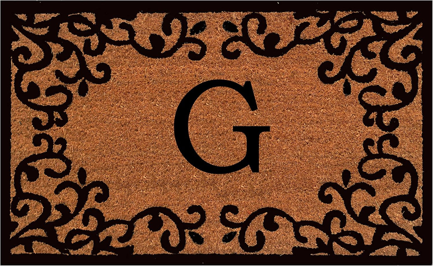 Felpudo con monograma G 18x30pulg negro/natural