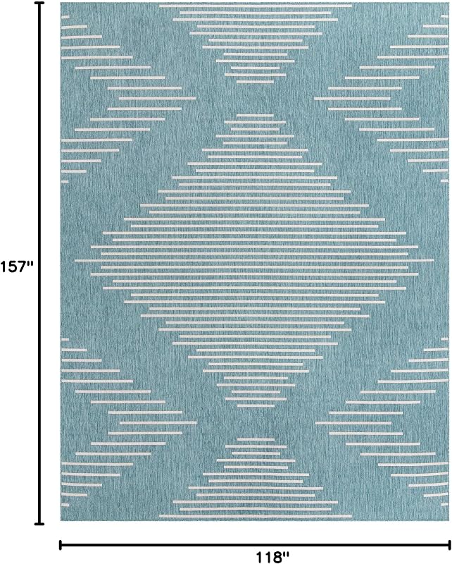Alfombra rectangular 9x10ft x 13x1ft color aguamarina/marfil