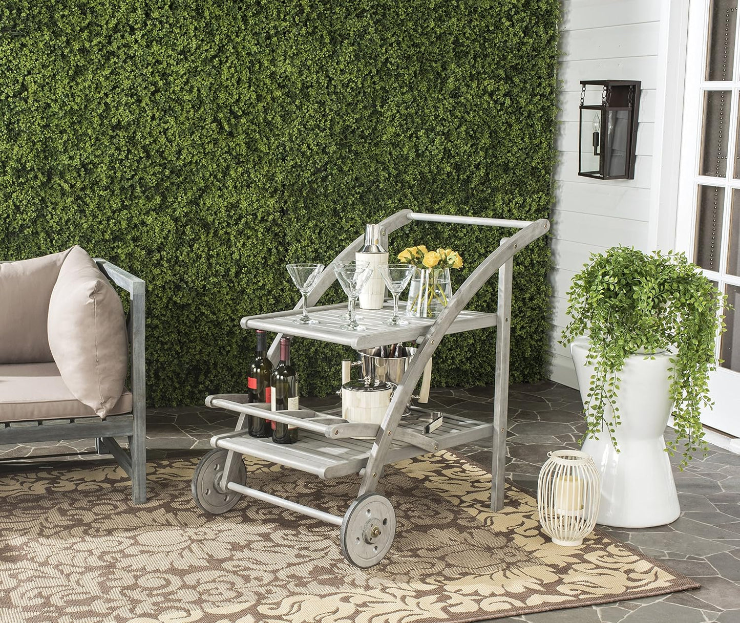 Carrito té exterior gris lavado