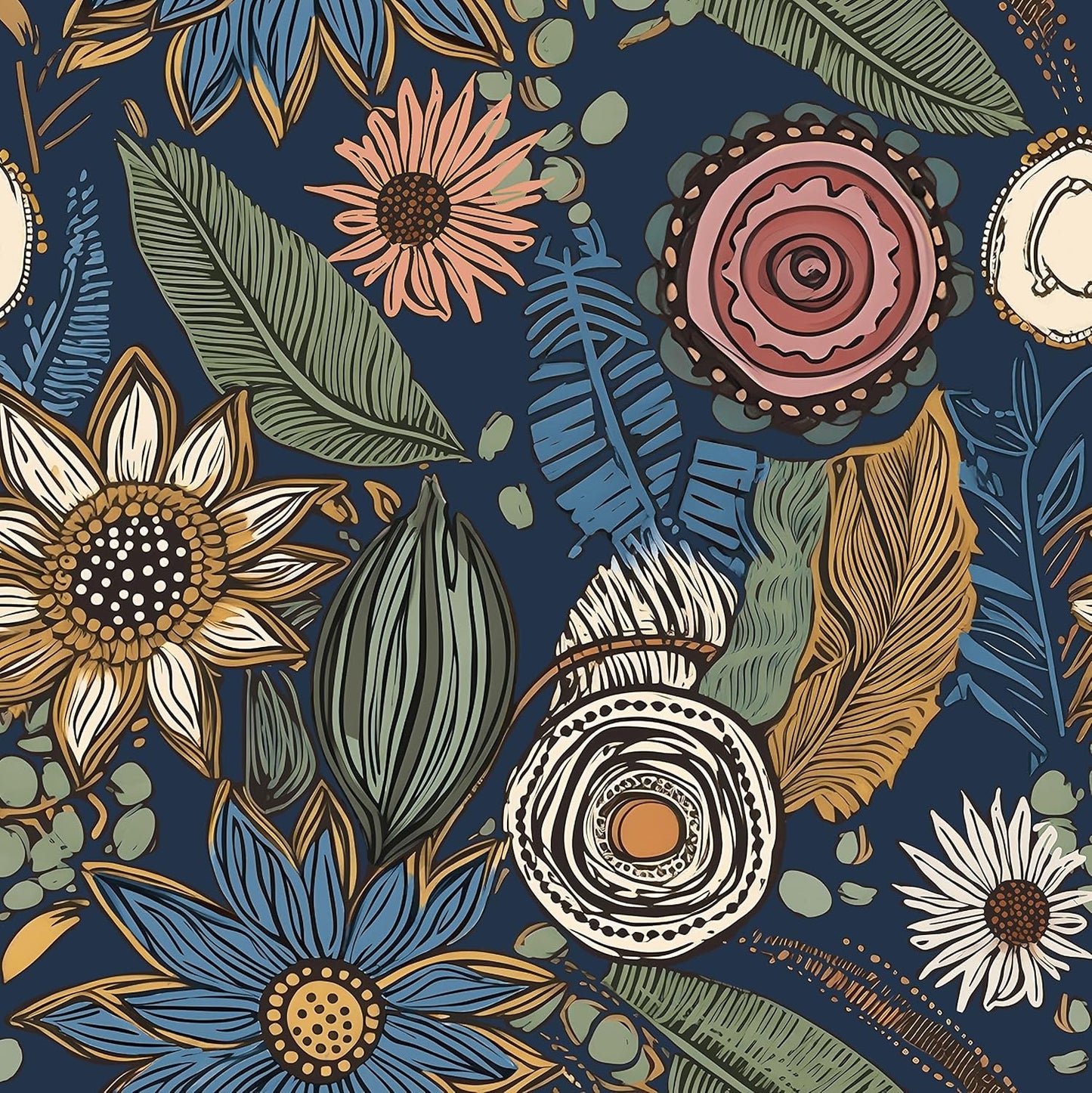 Papel tapiz bohemio floral autoadhesivo impermeable