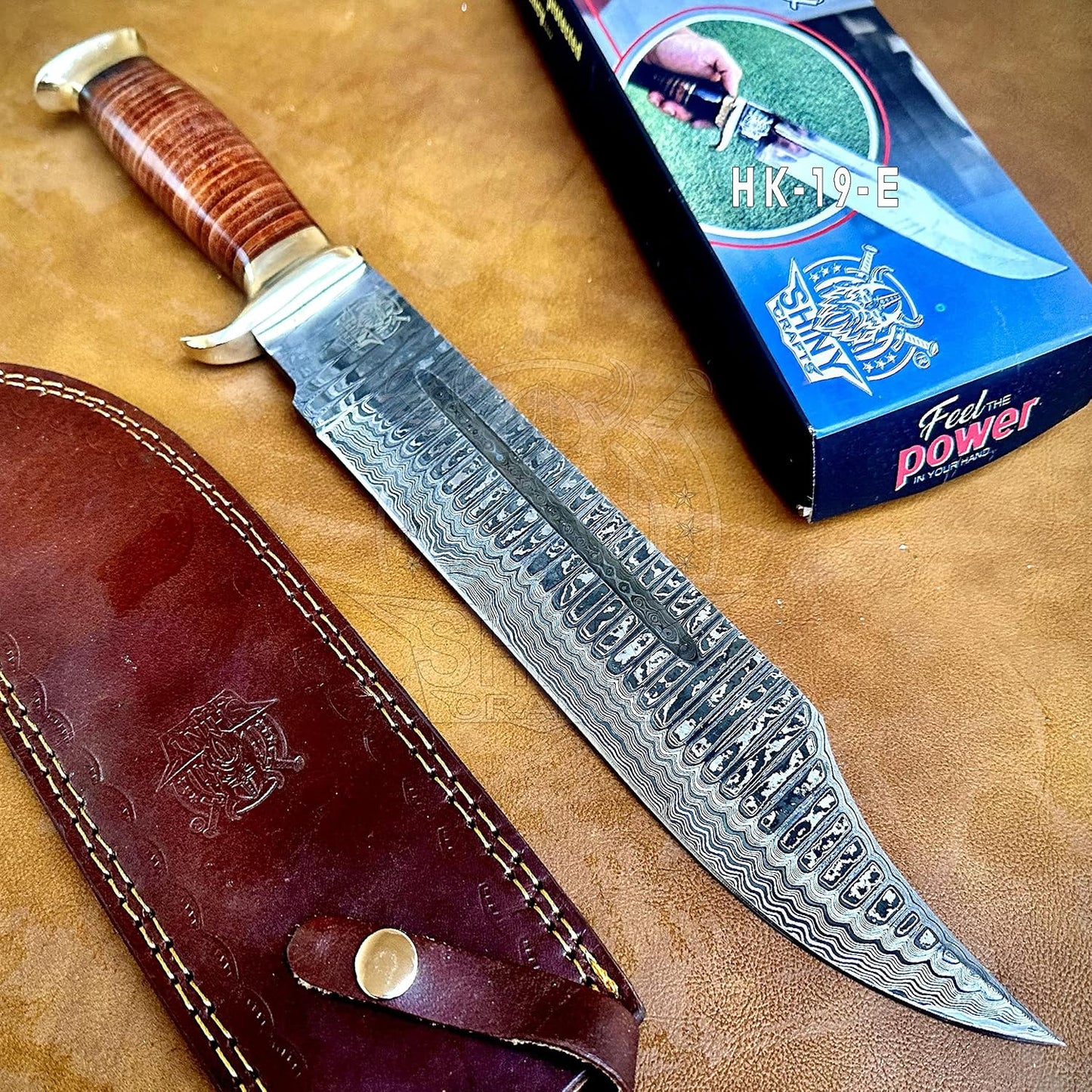 Cuchillo Bowie 18" estilo cocodrilo cuero para hombres