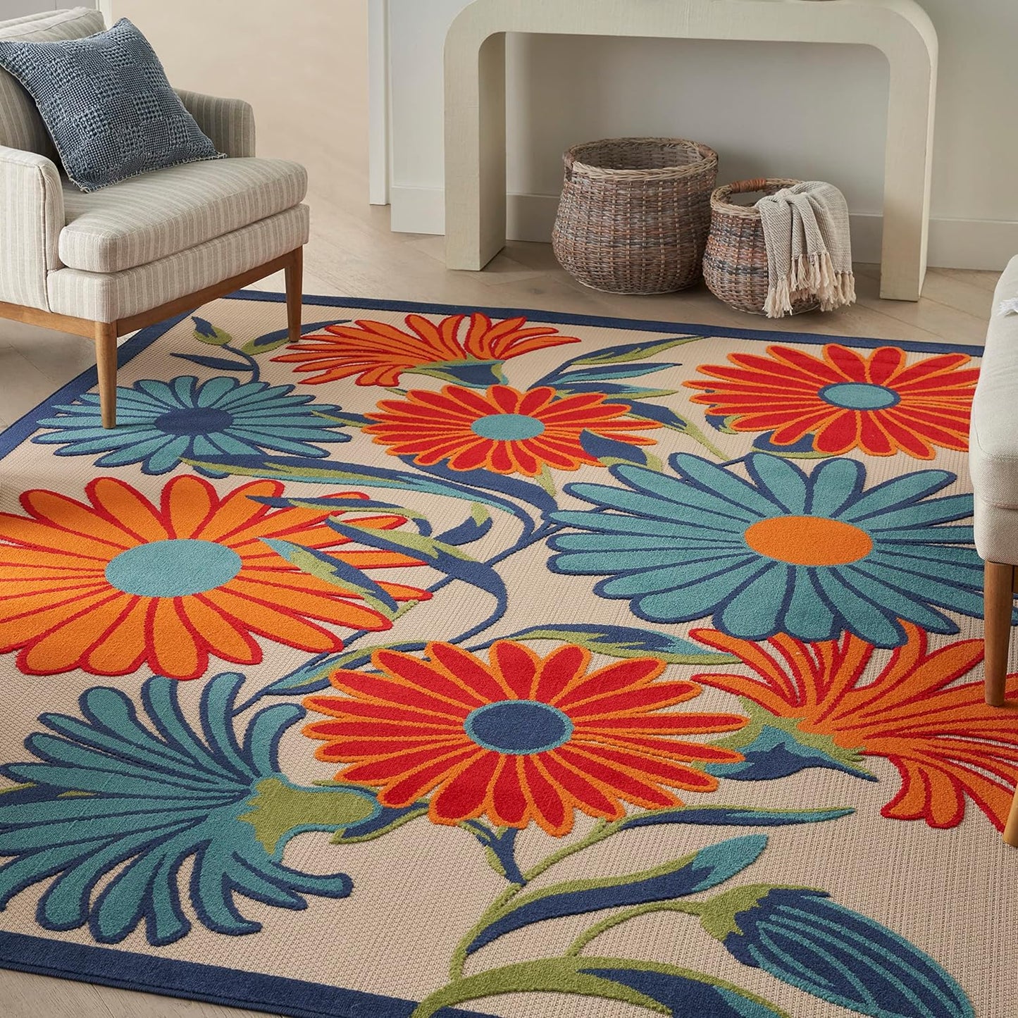 Alfombra multicolor 5x8ft dormitorio sala comedor