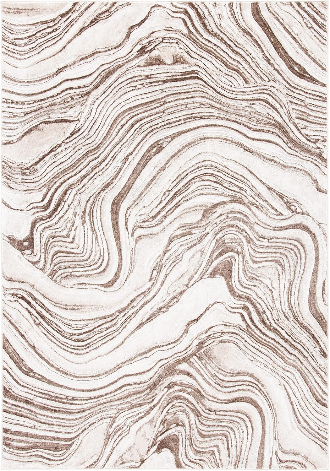 Alfombra área 5'3"x7'6" beige marrón diseño abstracto