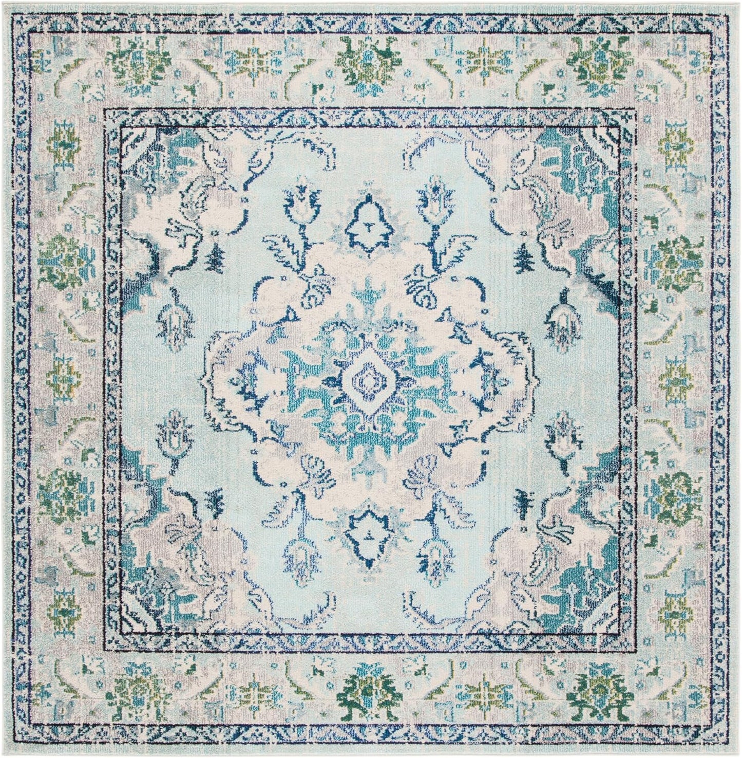 Alfombra cuadrada 5ft azul y marfil sala dormitorio