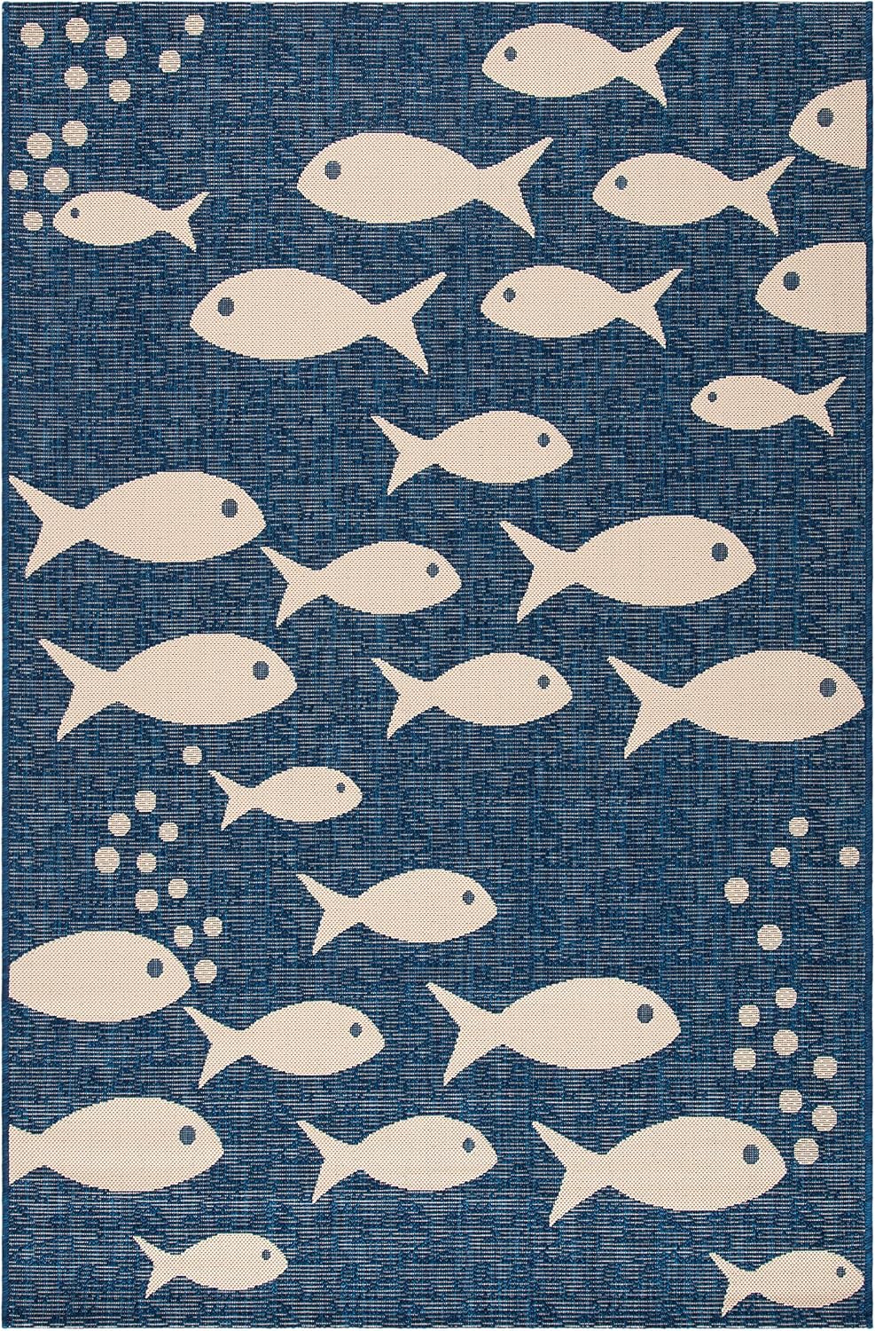 Alfombra lavable exterior 5'3x7'7 azul y beige CY6012-258