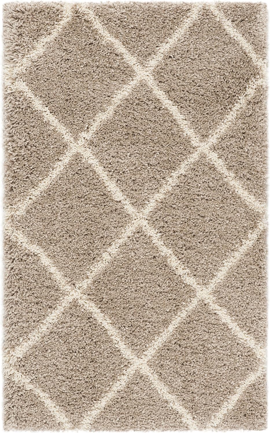 Alfombra decorativa 2x3ft beige y marfil diseño enrejado 2pulg