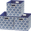 Cubo tela plegable 13" asas diseño impreso set 3 azul
