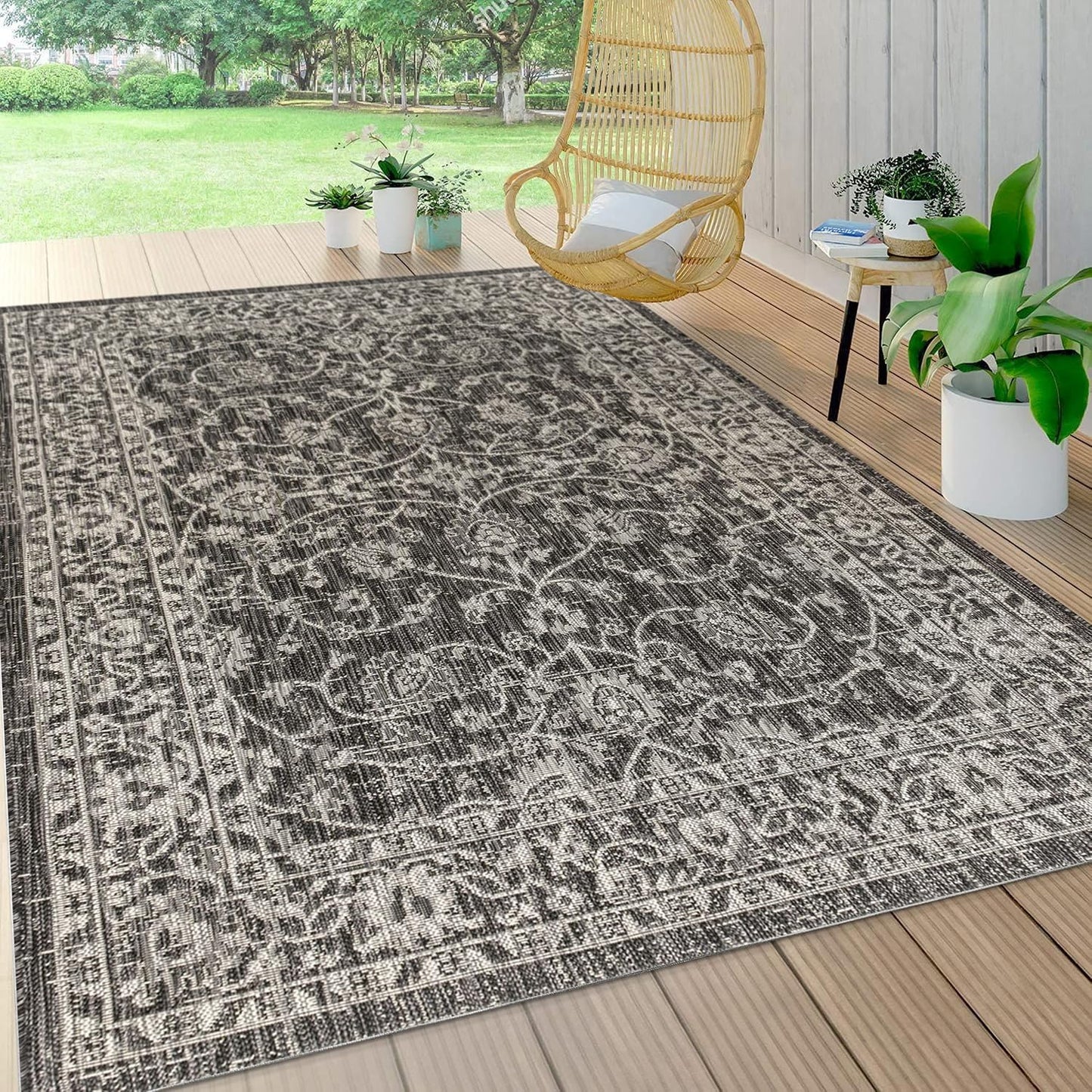 Alfombra Palazzo 8x10ft texturizado negro/gris