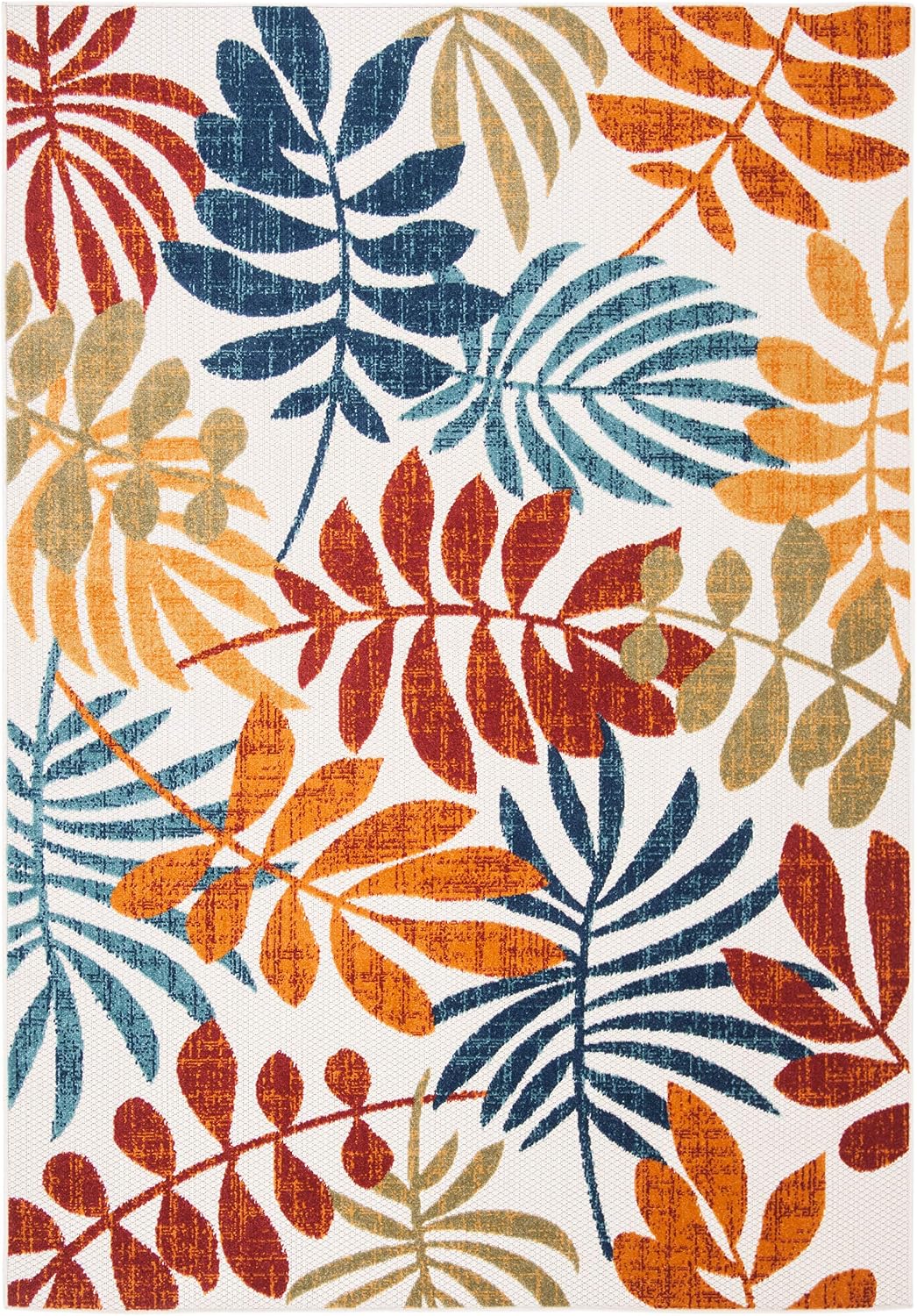Alfombra exterior lavable 5.3x7.6ft color crema y rojo