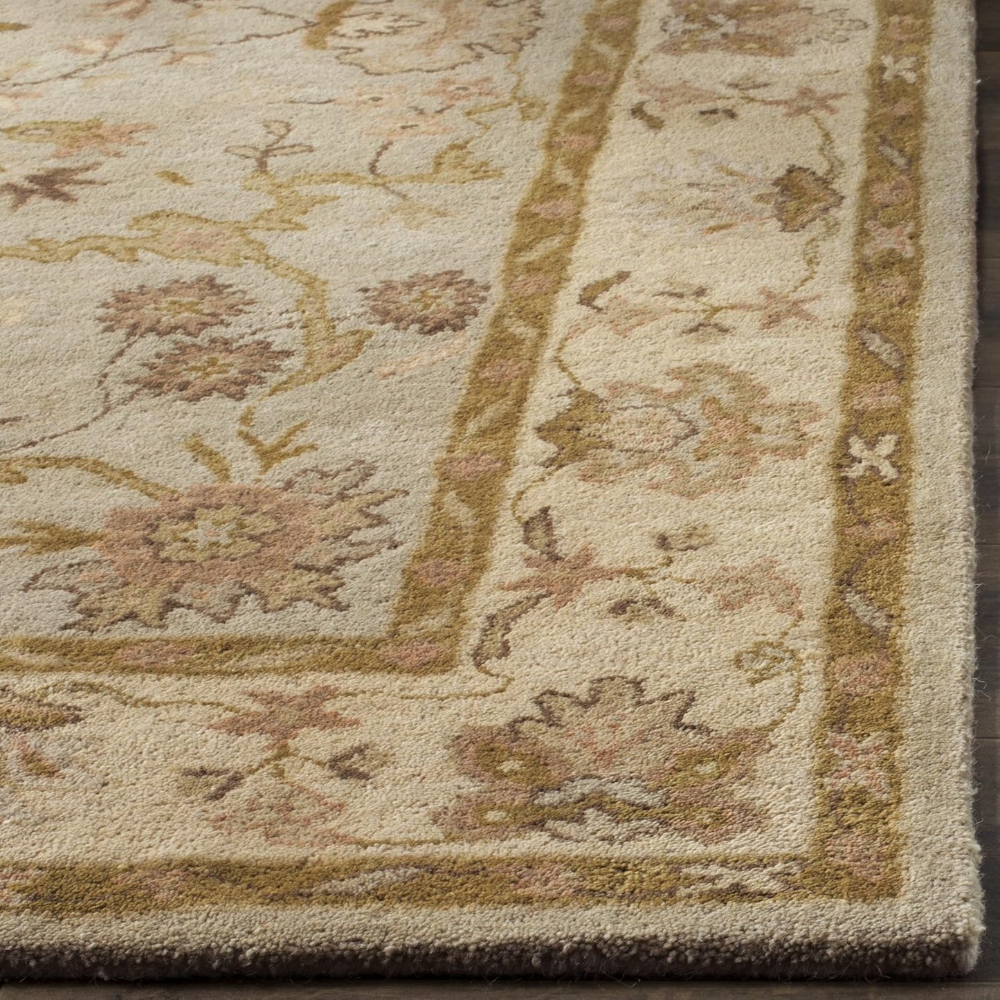 Alfombra lana oriental hecha a mano 2x3ft gris claro