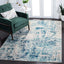 Alfombra cuadrada 5ft color marfil y turquesa sala