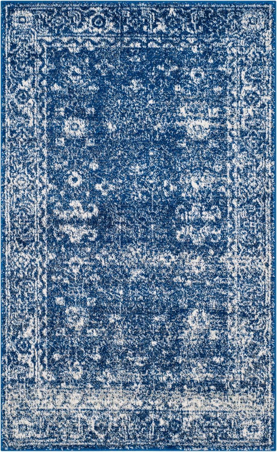 Alfombra sala estilo shabby chic 3x5ft azul marino