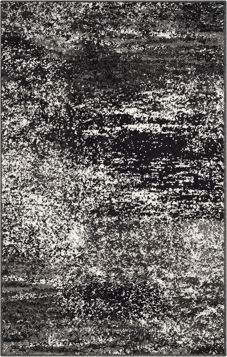 Alfombra decorativa 2'6x4' plateado y negro moderna