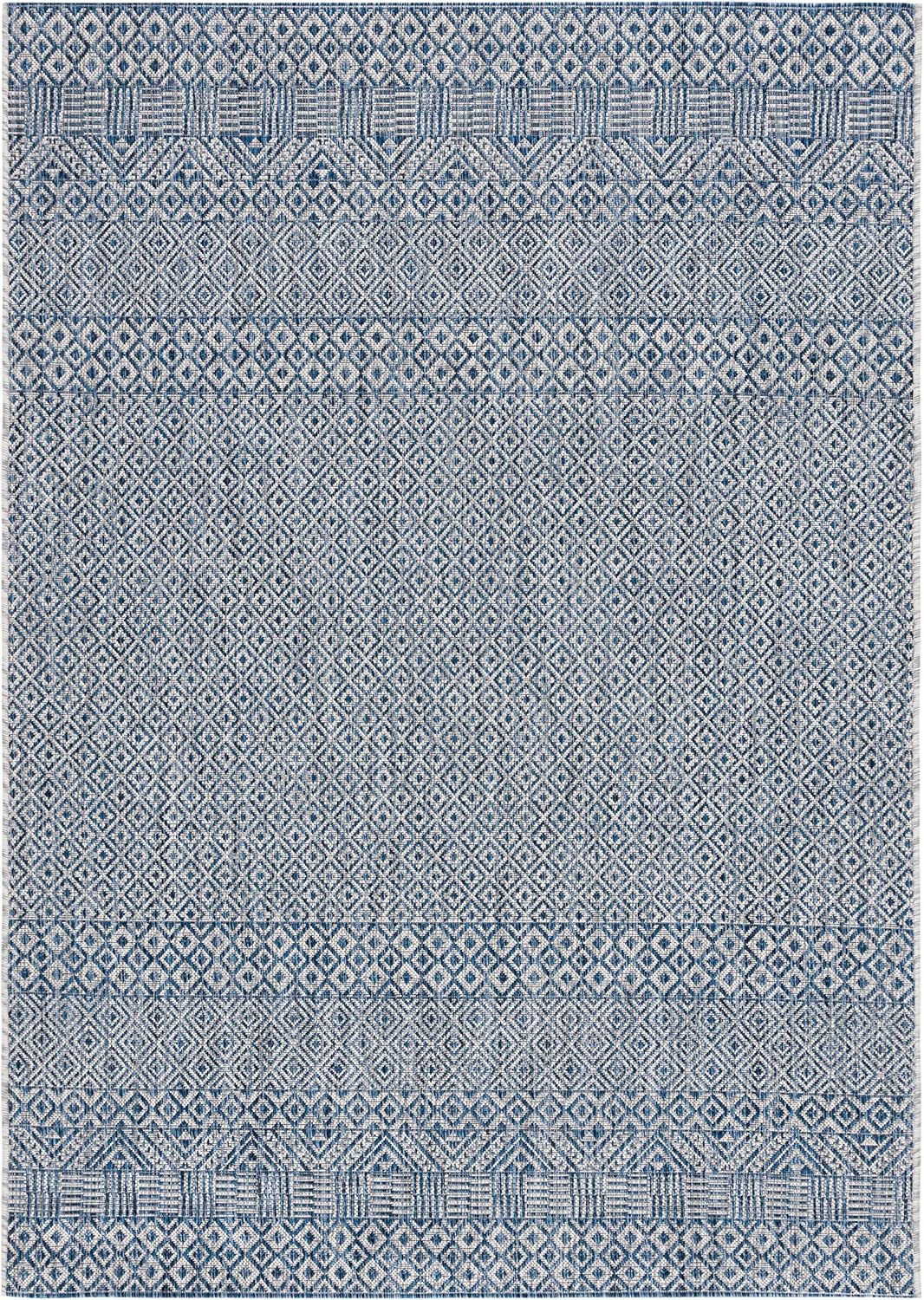 Alfombra lavable exterior 10x14ft gris y azul