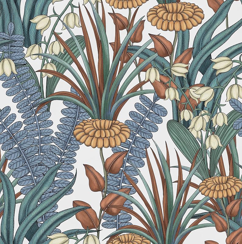 Papel tapiz bohemio floral autoadhesivo 17.5x393.7"