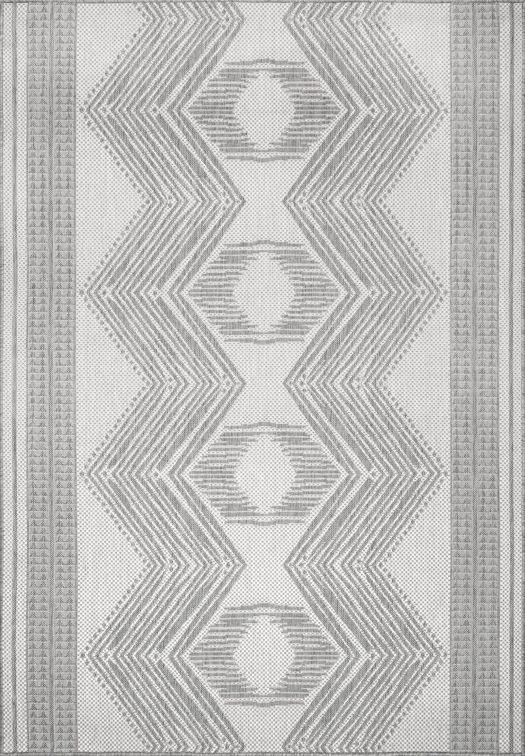 Alfombra tribal geométrica gris 2x3ft resistente manchas