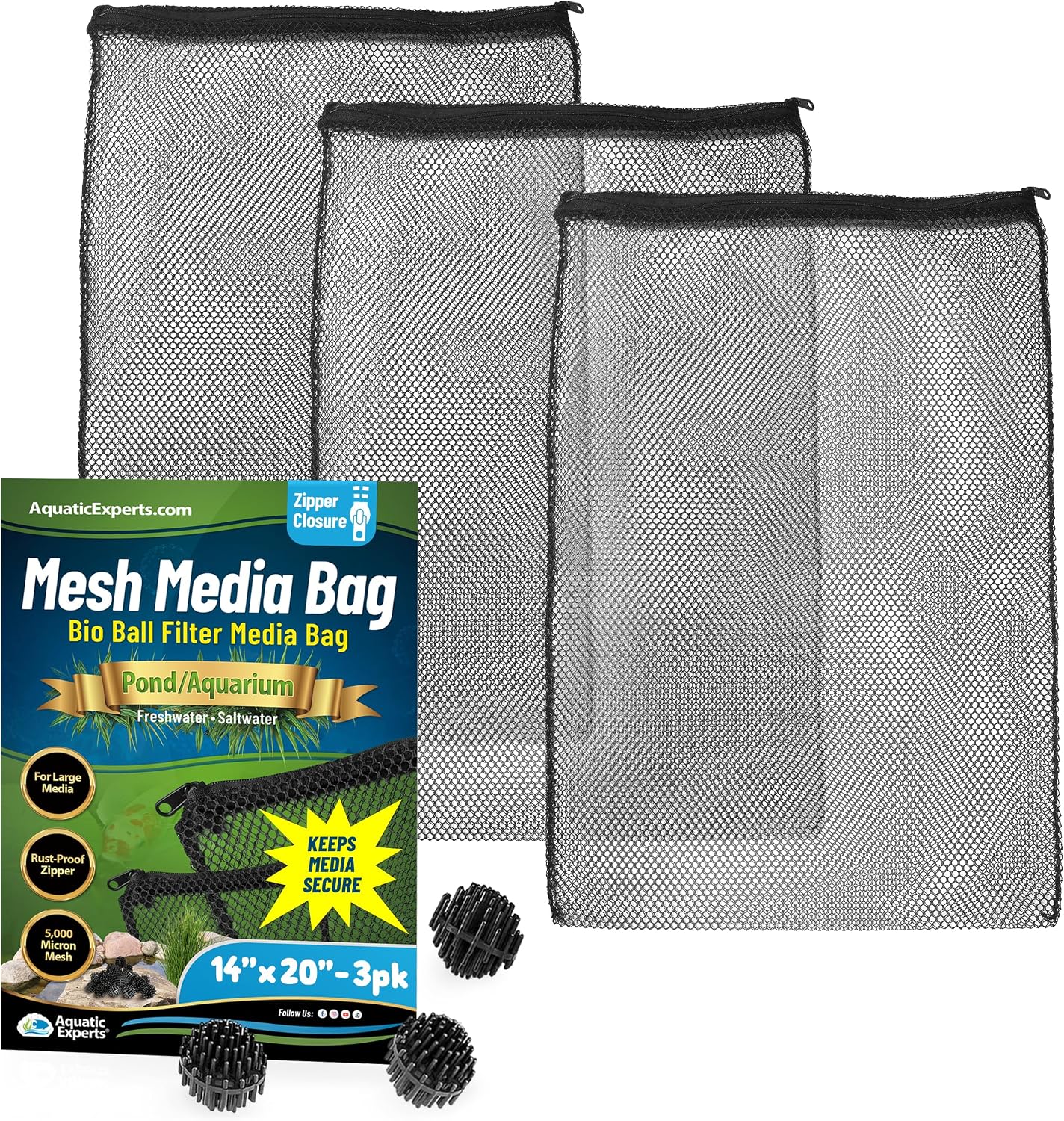 Bolsas malla 1/8" cremallera inox 14x20" set 3