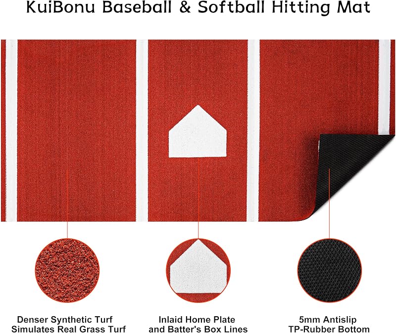Alfombrilla bateo 12x6ft goma antiderrap con home plate