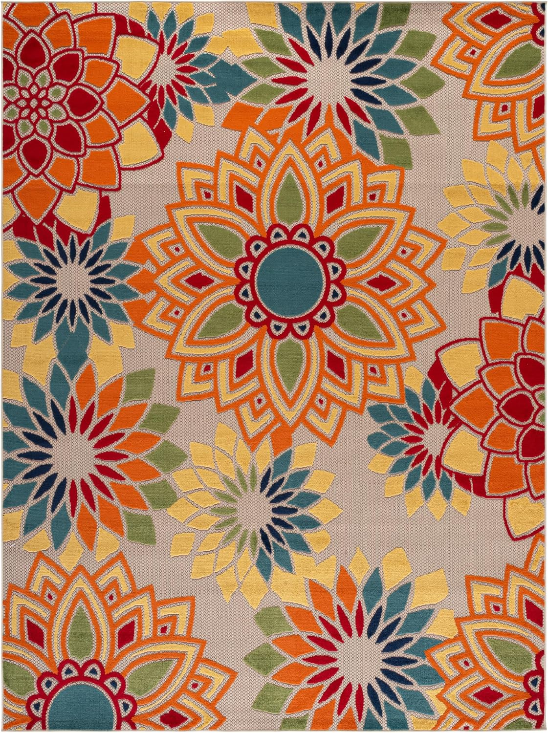 Alfombra exterior lavable 9x12ft marfil y naranja