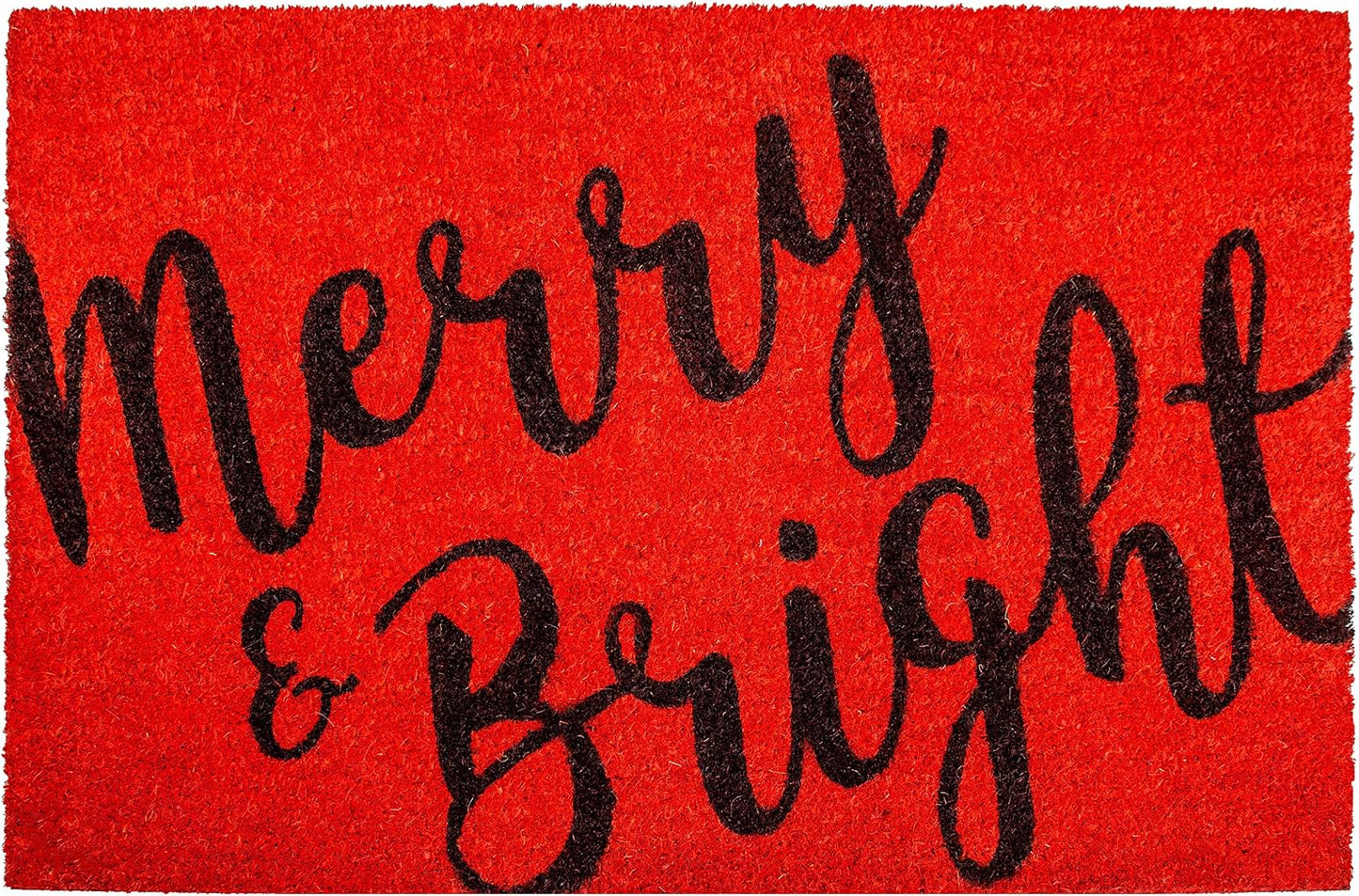 Tapete entrada mensaje Merry & Bright rojo y negro