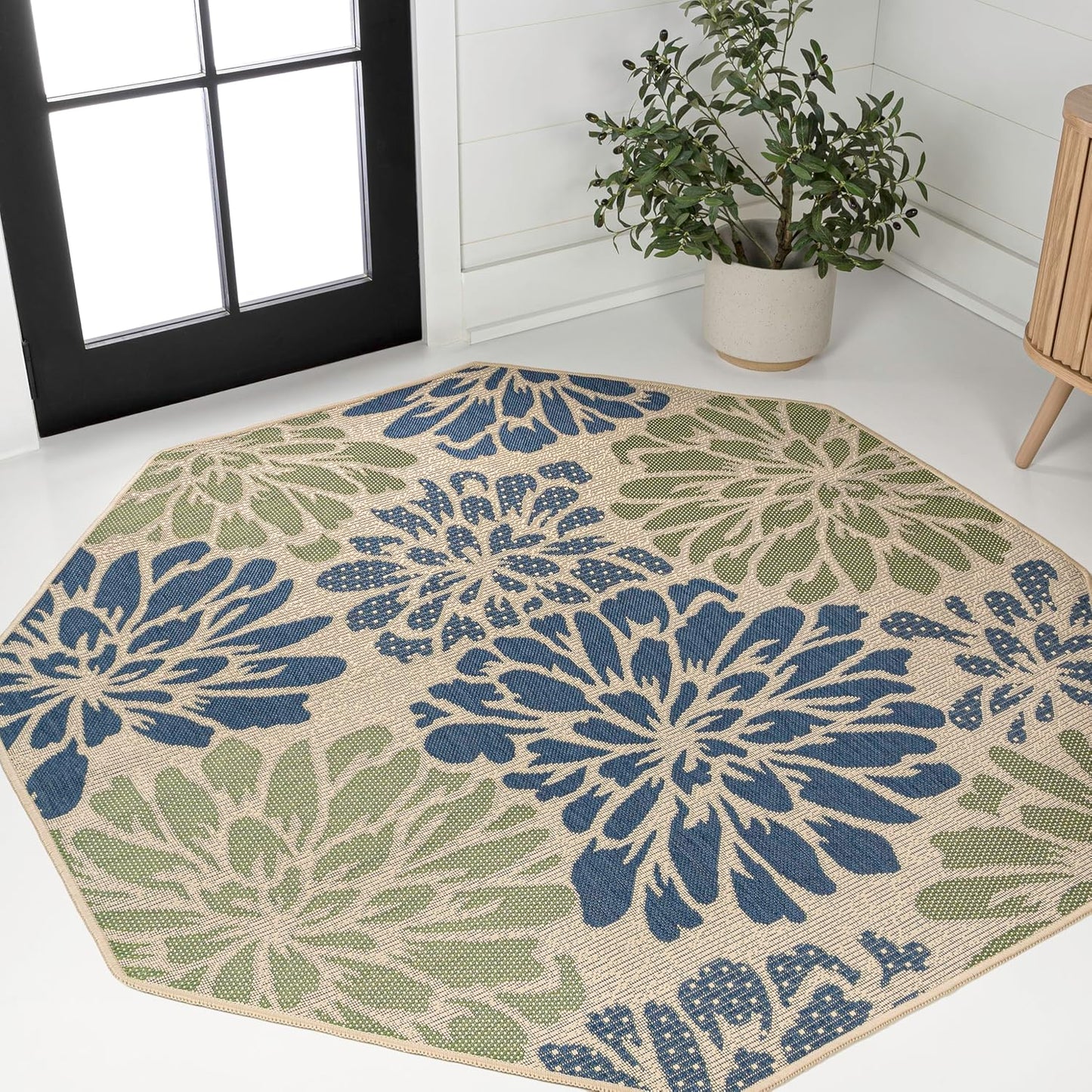 Tapete octagonal 5ft floral zinnia resistente patio