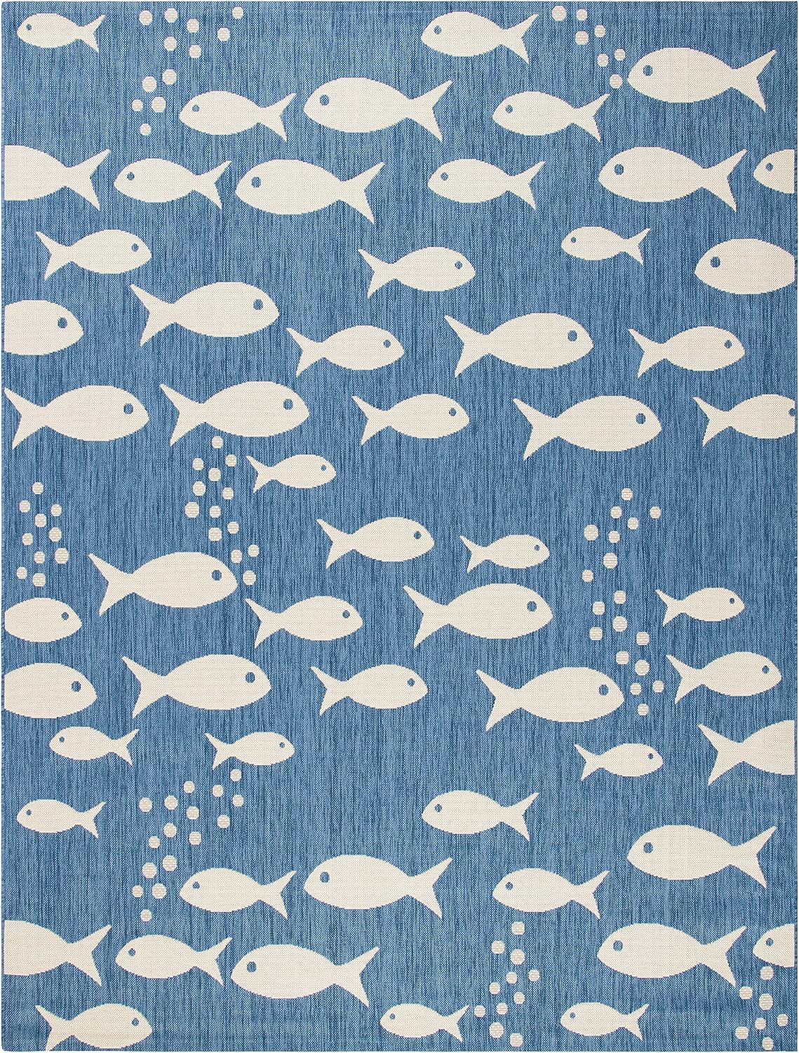 Alfombra lavable exterior 9x12ft azul beige CY6012-233