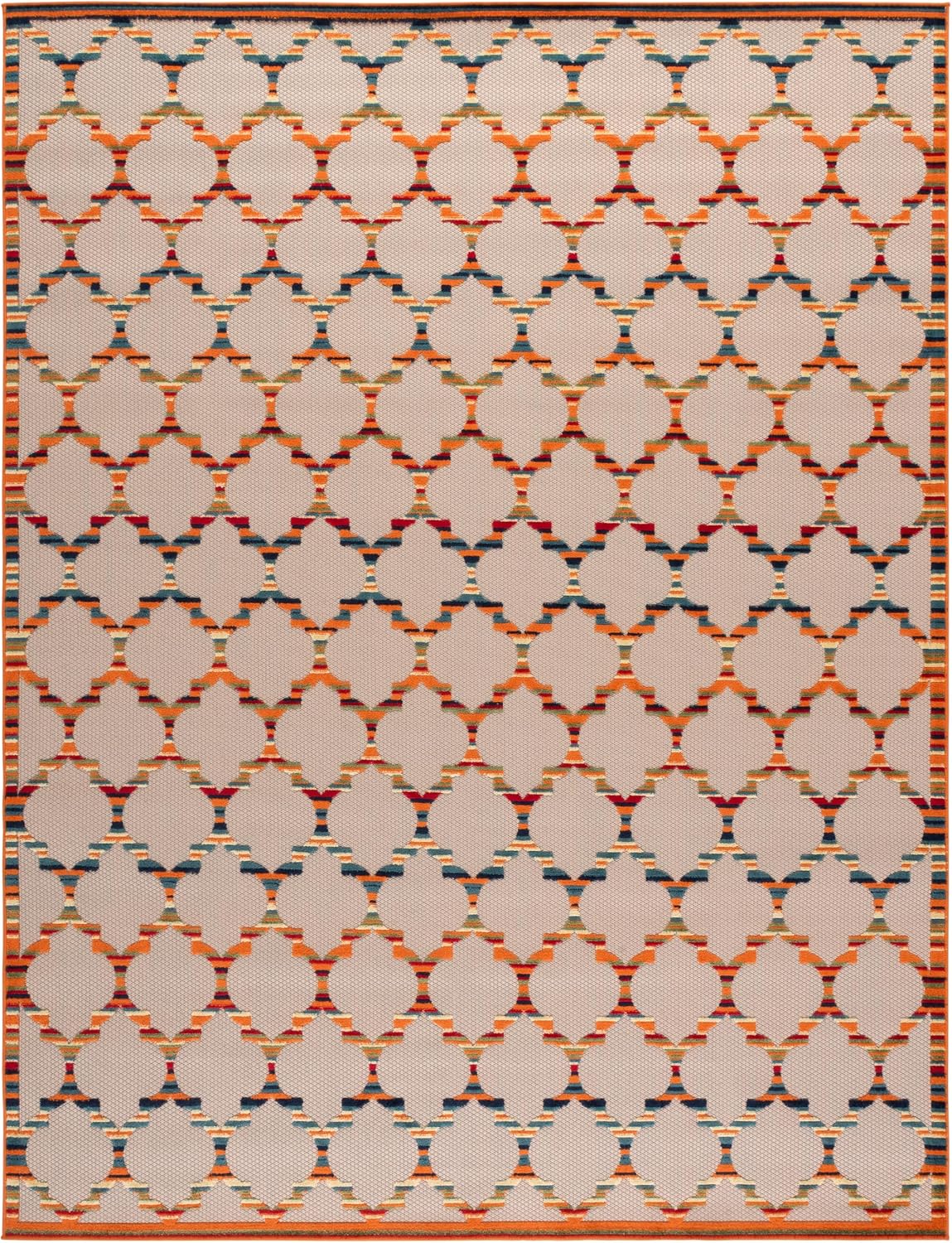 Alfombra exterior lavable 9x12ft marfil y naranja