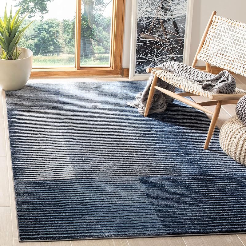 Alfombra moderna sala comedor dormitorio 6'7"x9' azul