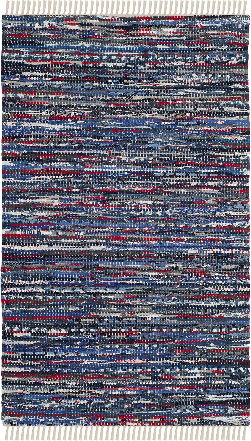 Alfombra decorativa algodón rayas 2'6"x4' azul multicolor