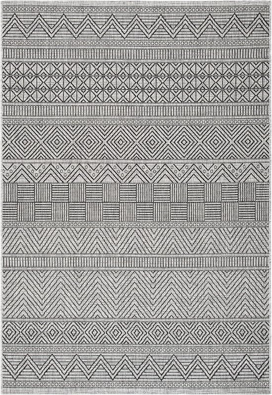 Alfombra lavable exterior 6'7x9'6 negro y gris