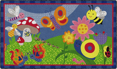 Alfombra antideslizante para niños 3x5ft diseño insectos