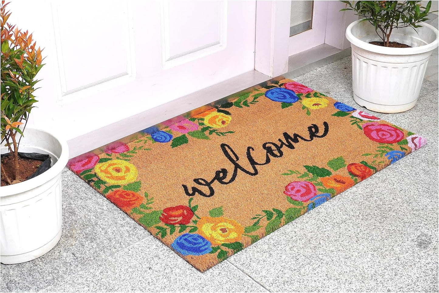 Felpudo bienvenida con rosas 24x36pulg