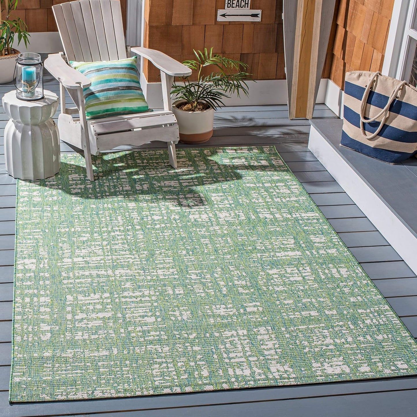 Alfombra decorativa impermeable 9x12ft color verde y azul