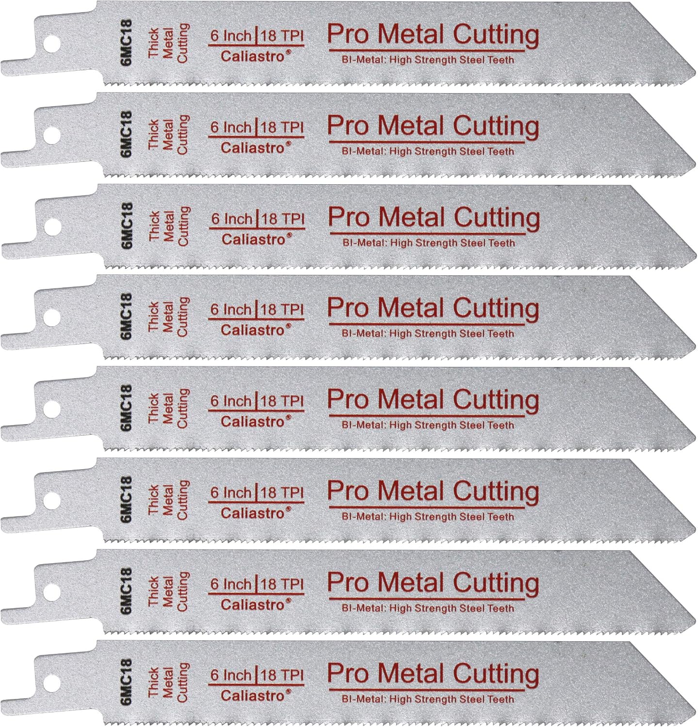 Hojas sierra recíproca 6pulg bimetálico HSS/HCS 18 TPI pack 8