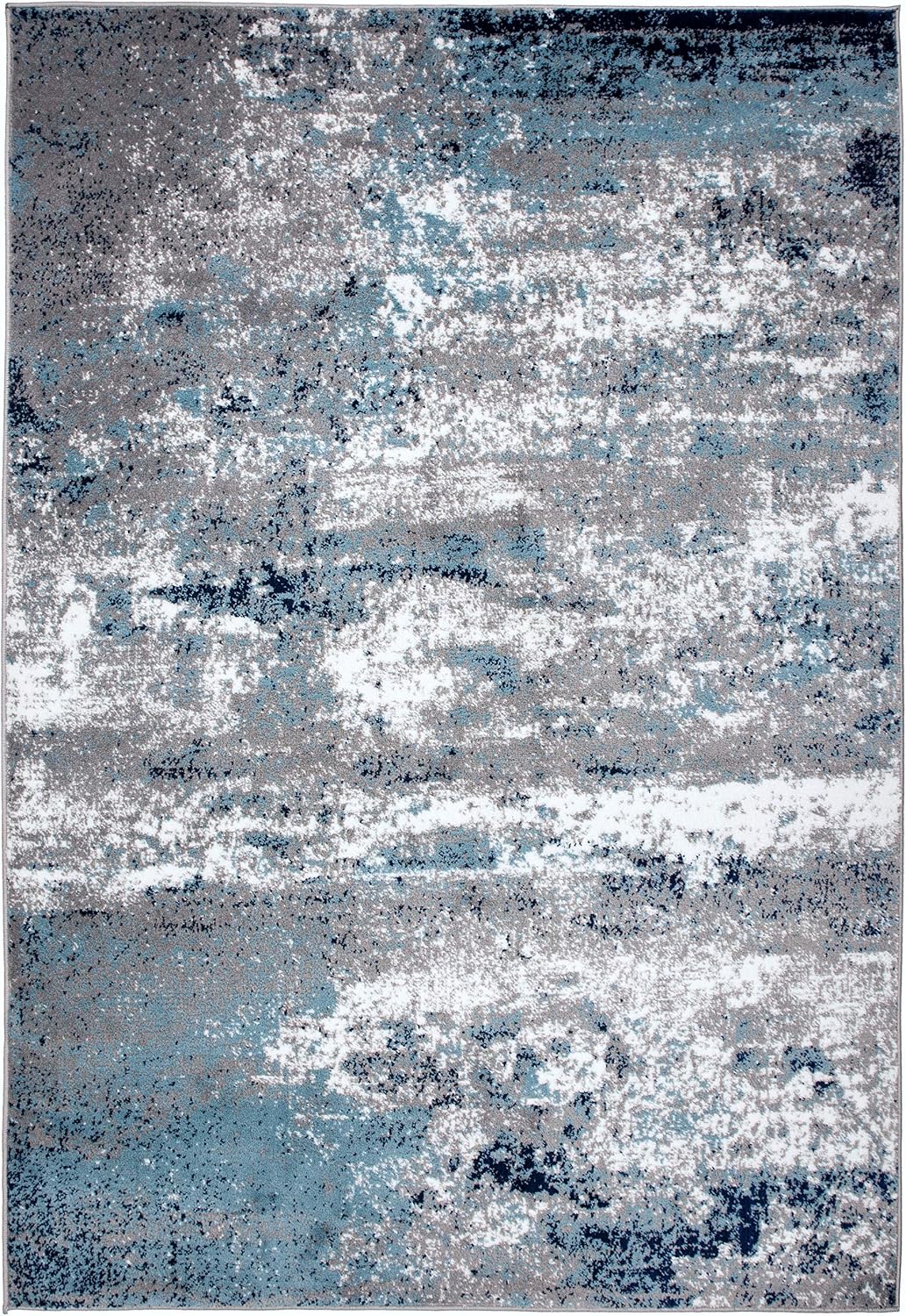 Alfombra abstracta acuarela envejecida 7x10ft azul