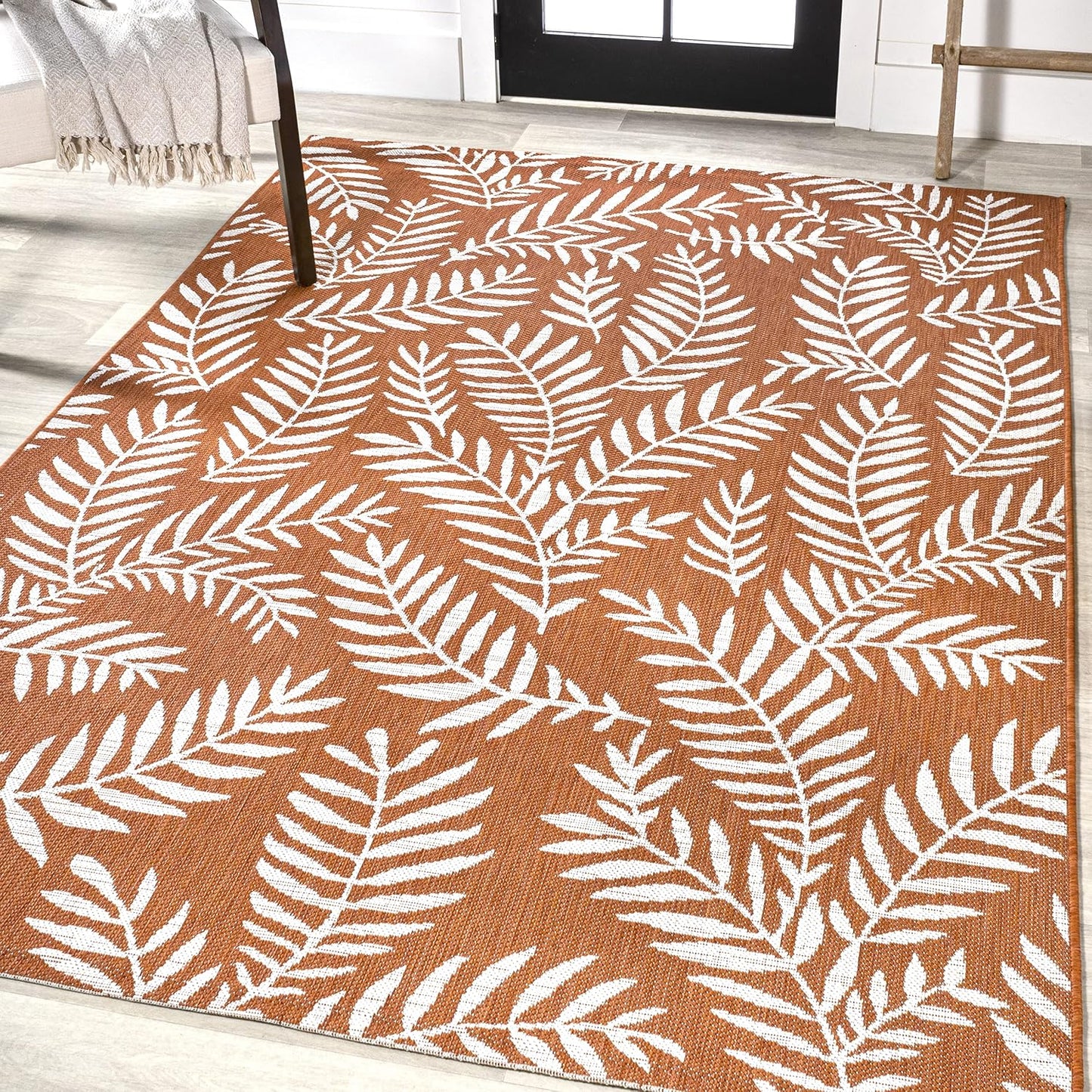 Alfombra nevis patio 5x8ft naranja/crema alta tráfico