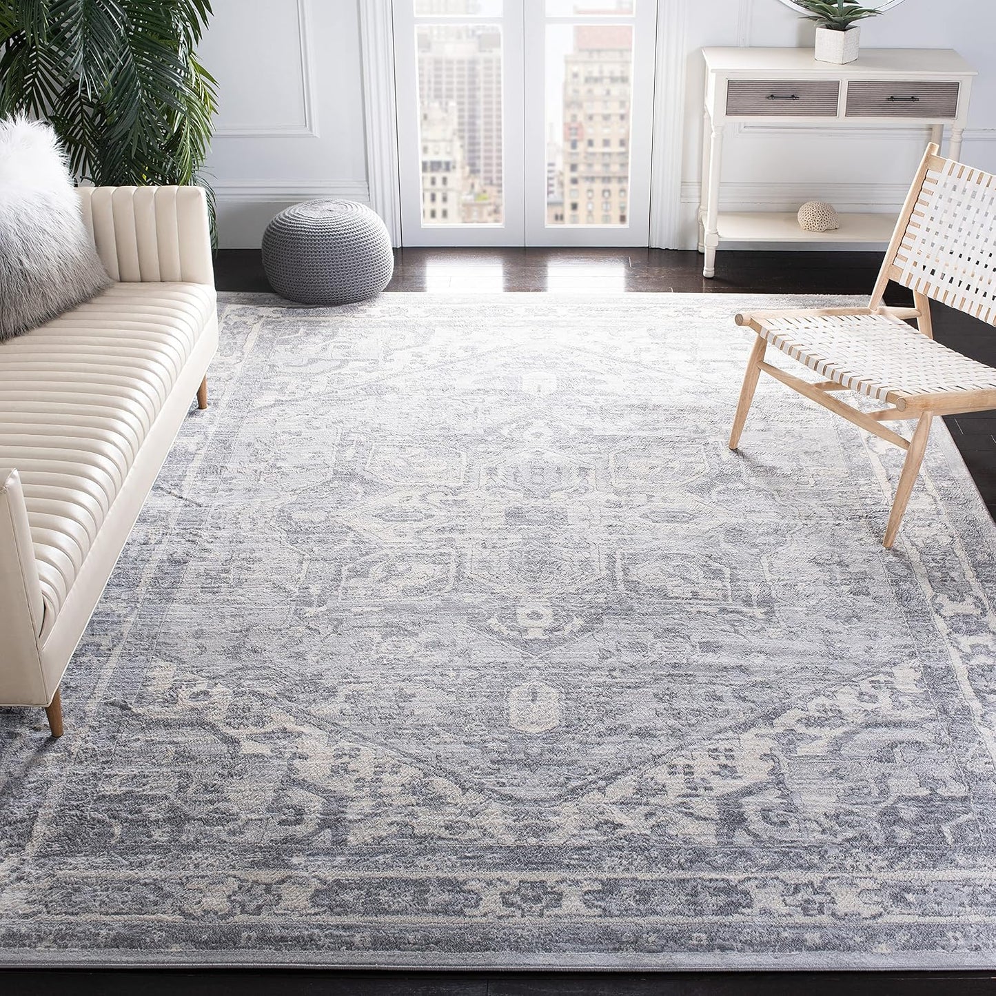 Alfombra sala 3ft2 crema gris diseño envejecido