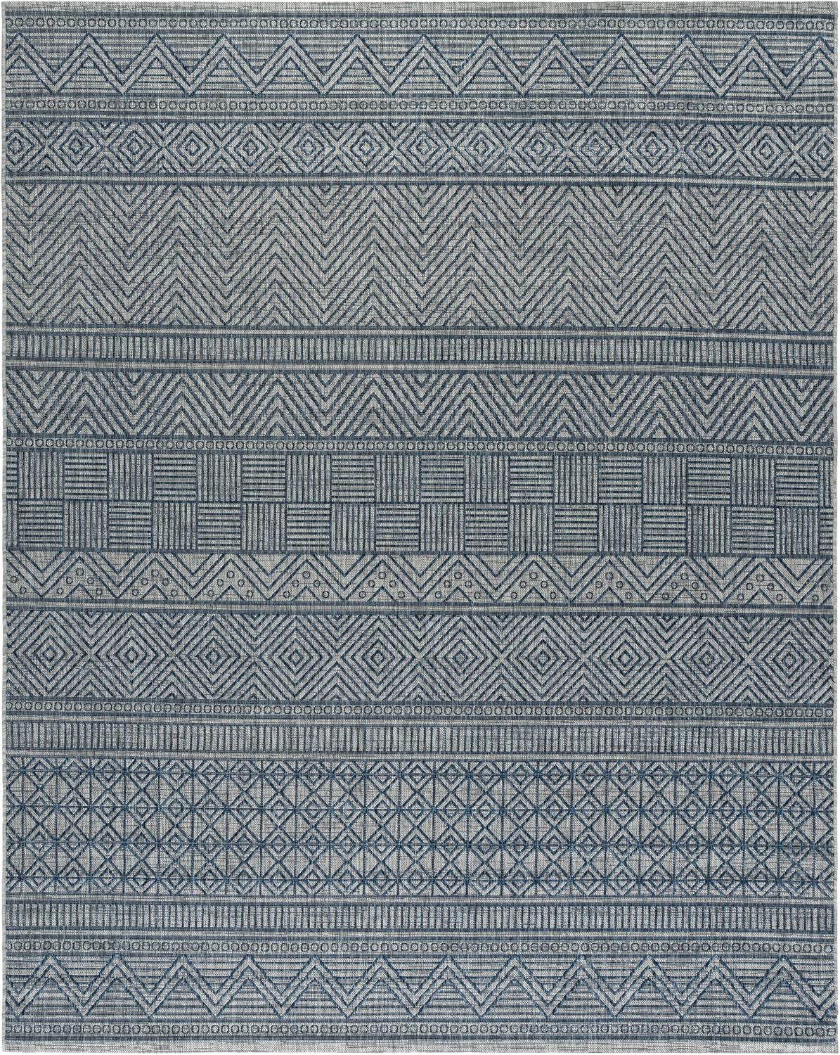 Alfombra decorativa impermeable 9x12ft gris y azul marino