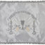 Cubierta pan jalá blanca bordado flecos plateados 20x16pulg